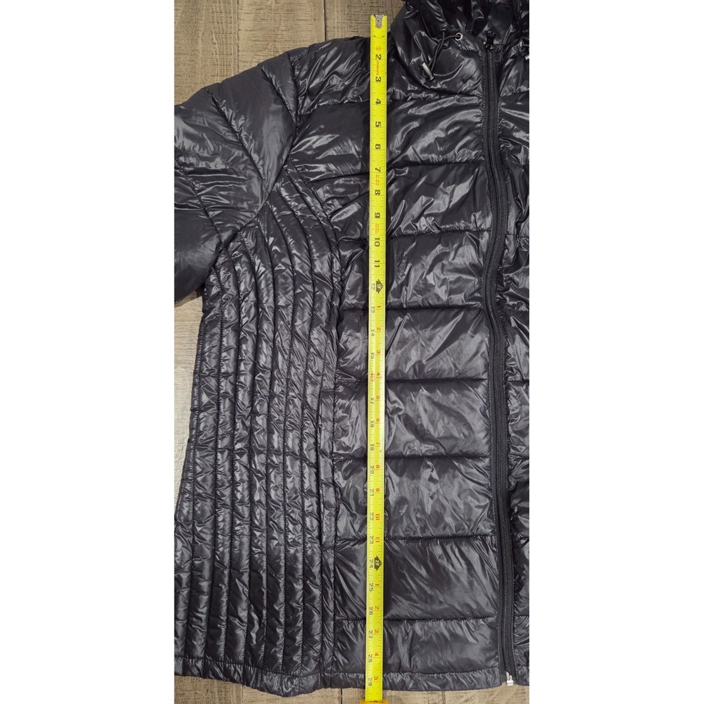Woman Within Packable Black Puffer Jacket 2XL Plus Hooded Lightweight 29-1533-8 - Picture 7 of 9